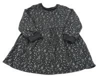 Tmavošedé teplákové teplé šaty s hvězdičkami F&F