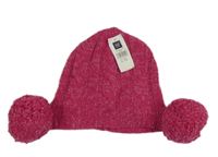 Nové - tmavorůžová melírovaná vzorovaná vlněná čepice s bambulemi GAP