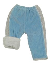 Světlemodro/šedé sametové zateplené tepláky