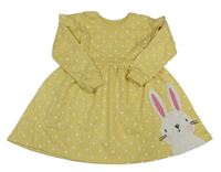 Žluté teplákové šaty se zajíčkem a srdíčky a volánky St. Bernard