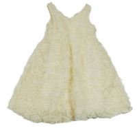 Vanilkové tylové slavnostní šaty s růžemi SHEIN