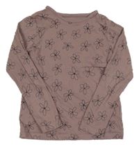 Hnědofialové květované triko George