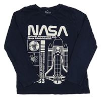 Tmavomodré triko s raketou a nápisem - NASA H&M