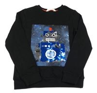 Černá mikina s robotem z překlápěcích flitrů H&M