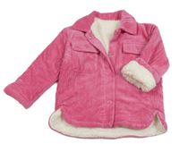 Tmavorůžová žebrovaná sametová zateplená košilová bunda Nutmeg