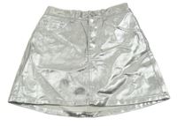 Stříbrná potažená riflová sukně H&M