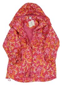 Tmavorůžová šusťáková jarní bunda s hvězdičkami a ukrývací kapucí X-MAIL