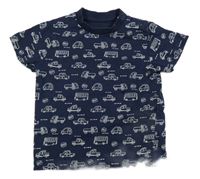 Tmavomodré tričko s auty a autobusy Topomini