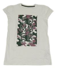 Bílé tričko s army potiskem s nápisem 