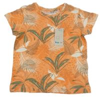 Nové - oranžové melírované tričko s lístečky lupilu