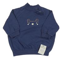 Nové - tmavomodrá oversize mikina s medvídkem a nápisy George