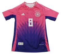 Tmavorůžovo/fialovo/tmavomodrý funkční fotbalový dres Deutscher a číslem Adidas