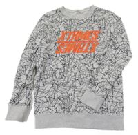 Světlešedo/melírovano-černá vzorovaná mikina s nápisy H&M