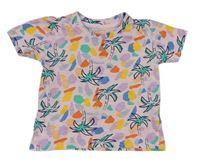 Růžové vzorované  tričko s palmami Primark