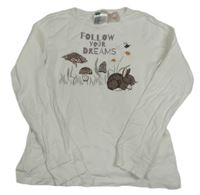 Bílé triko s králíkem a houbami H&M