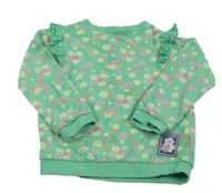 Zelená květovaná mikina s volánky s madeirou M&S