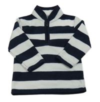 Tmavomodro-bílá pruhovaná fleecová mikina