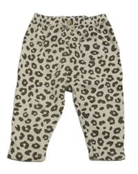 Krémové vzorované žebrované tepláky s kapsou Zara