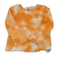 Oranžovo-smetanové batikované žebrované triko LC Waikiki