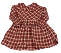 Červeno-béžovo-zelené kostkované třpytivé šaty s límečkem zn. Nutmeg