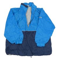 Modro-tmavomodrá šusťáková jarní bunda s ukrývací kapucí Pocopiano