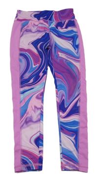 Modro-růžové vzorované sportovní legíny Dunnes