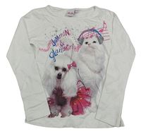 Bílé triko s kočkou a psem Cool Club