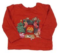 Červené triko s krbem a dárky Next