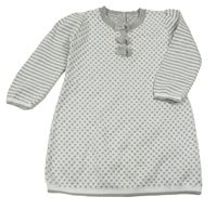 Bílo-šedé puntíkaté třpytivé svetrové šaty s mašlemi George