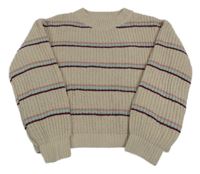 Béžovo-barevný pruhovaný crop svetr Yigga