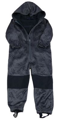 Tmavošedá softshellová kombinéza s roboty a kapucí Lupilu