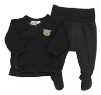 2set - Antracitové zavinovací triko s medvědem + polodupky Ergee