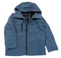 Tmavomodrá pruhovaná šusťáková jarní bunda s kapucí Next