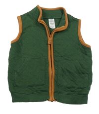 Tmavozelená prošívaná tepláková propínací vesta Carter's