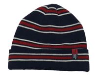 Tmavomodro-vínovo-bílá pruhovaná čepice F&F