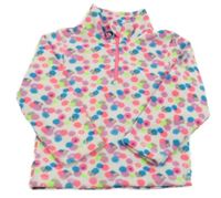 Bílo-neonově růžovo-barevná puntíkatá fleecová funkční mikina McKinley