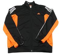 Černo-neonově oranžová sportovní propínací mikina s logem Adidas