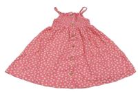 Tmavorůžové květované bavlněné šaty s knoflíky Topolino