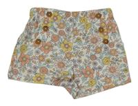 Bílo-barevné květované plátěné kraťasy