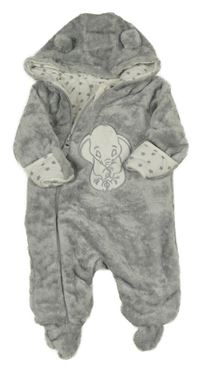 Šedá chlupatá podšitá kombinéza s Dumbem a kapucí Disney