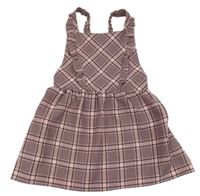 Růžovo-černo-bílé kostkované šaty s volány Primark