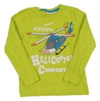 Limetkové triko s helikoptérou Kids