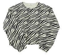 Smetanovo-černá vzorovaná crop mikina M&S