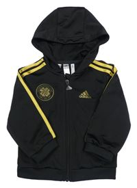 Černo-žlutá sportovní propínací mikina s logem a kapucí - Celtic adidas