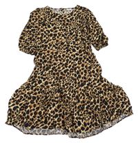 Béžovo-černo-hnědé lehké šaty s leopardím vzorem F&F