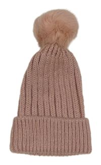Starorůžová třpytivá pletená čepice s bambulí H&M