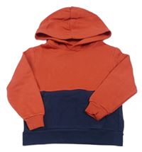 Cihlovo-tmavomodrá mikina s kapucí zn. H&M