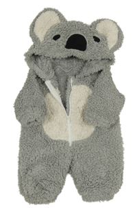Šedá huňatá kombinéza s kapucí - koala Shein