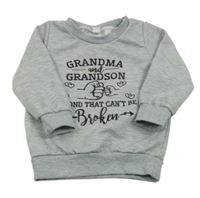 Šedá melírovaná mikina s nápisy