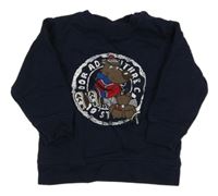 Tmavomodrá mikina s obrázkem 